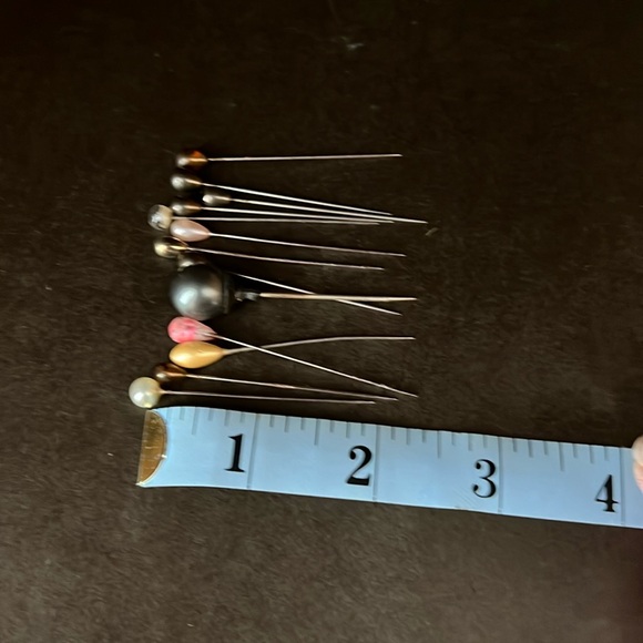 Antique Multicolored Teardrop and Round Head Hat Pins. Lot of 29. - Picture 3 of 6